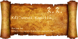 Kövendi Kamilla névjegykártya